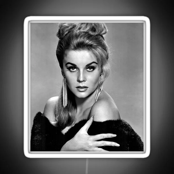 Ann Margaret Model Portrait Photo Black And White RGB Neon Sign