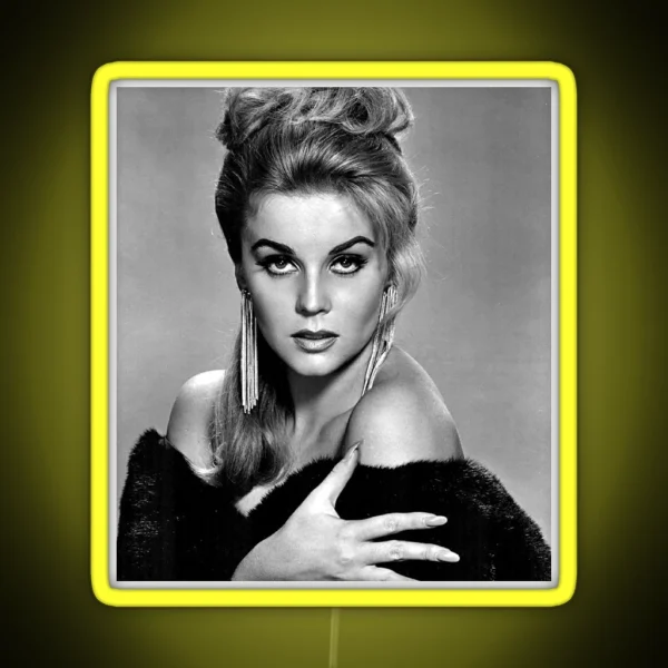Ann Margaret Model Portrait Photo Black And White RGB Neon Sign