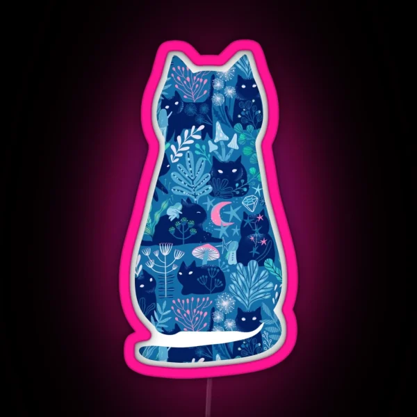 Anna And Misha Cat Meowgical Friends Fairy Magic Night Cats And Nymphs RGB Neon Sign