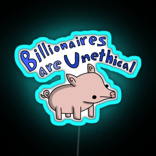 Anti Billionaire Pig Tiny Snek Comics RGB Neon Sign