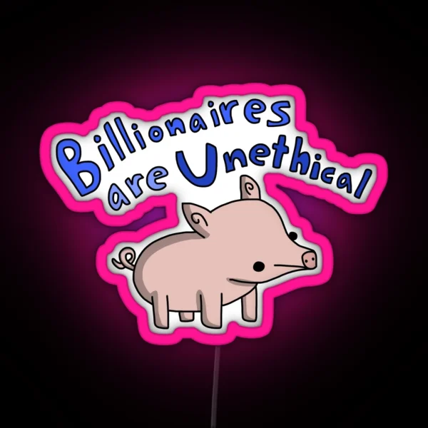 Anti Billionaire Pig Tiny Snek Comics RGB Neon Sign