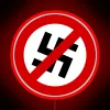 Anti-Nazi Protest Symbol Neon Sign with Vibrant RGB Illumination