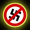Anti-Nazi Protest Sign with Vibrant RGB Neon Light Display