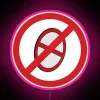 Vibrant anti prohibition warning RGB neon sign with colorful digital design