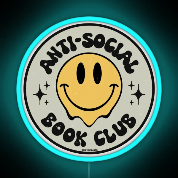 Anti Social Book Club Introverted Booktrovert Aesthetic RGB Neon Sign