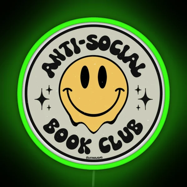 Anti Social Book Club Introverted Booktrovert Aesthetic RGB Neon Sign