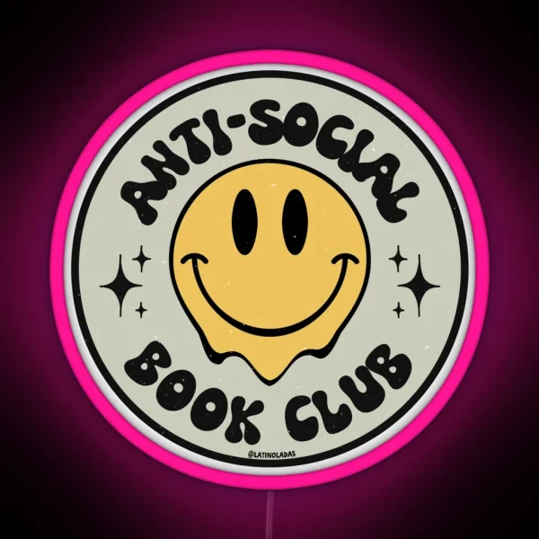 Anti Social Book Club Introverted Booktrovert Aesthetic RGB Neon Sign