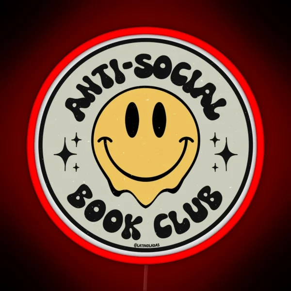 Anti Social Book Club Introverted Booktrovert Aesthetic RGB Neon Sign