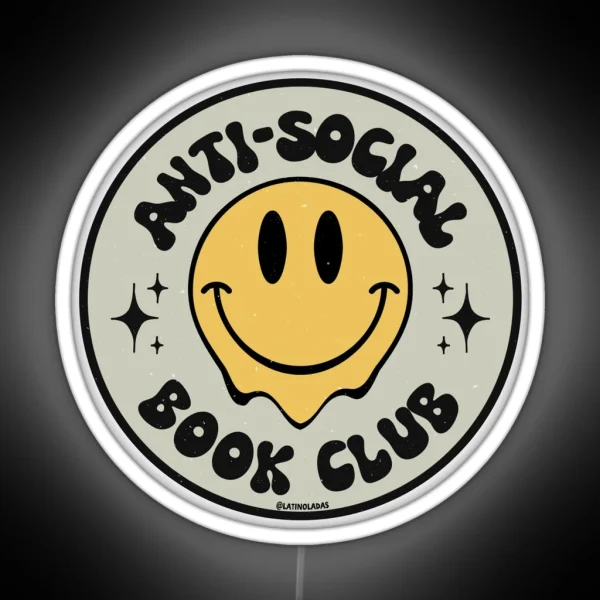 Anti Social Book Club Introverted Booktrovert Aesthetic RGB Neon Sign