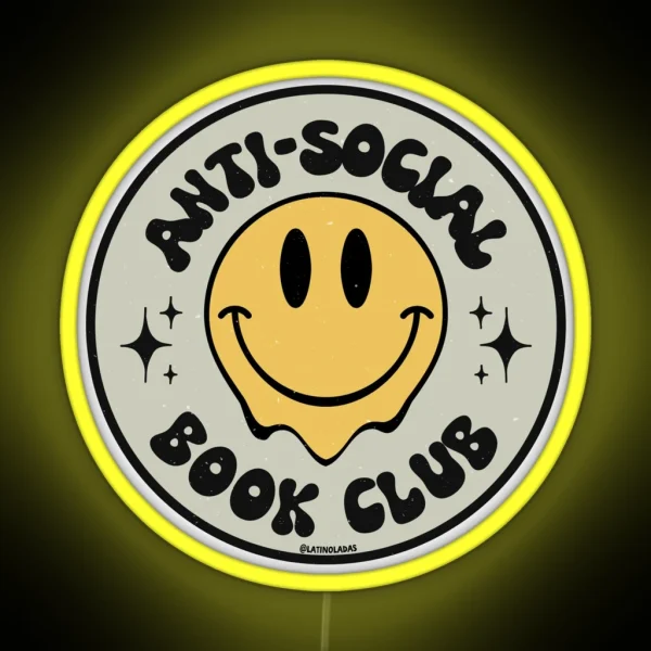 Anti Social Book Club Introverted Booktrovert Aesthetic RGB Neon Sign