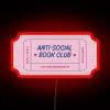Anti Social Book Club Ticket Pink And Blue RGB Neon Sign - Image 2