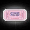 Anti Social Book Club Ticket Pink And Blue RGB Neon Sign