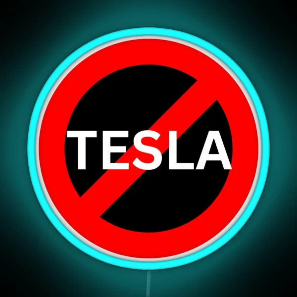Anti TESLA Bumper Stiker RGB Neon Sign