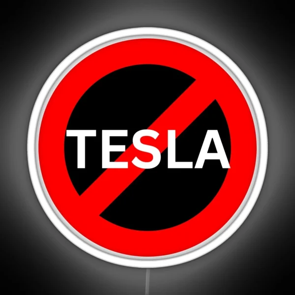 Anti TESLA Bumper Stiker RGB Neon Sign