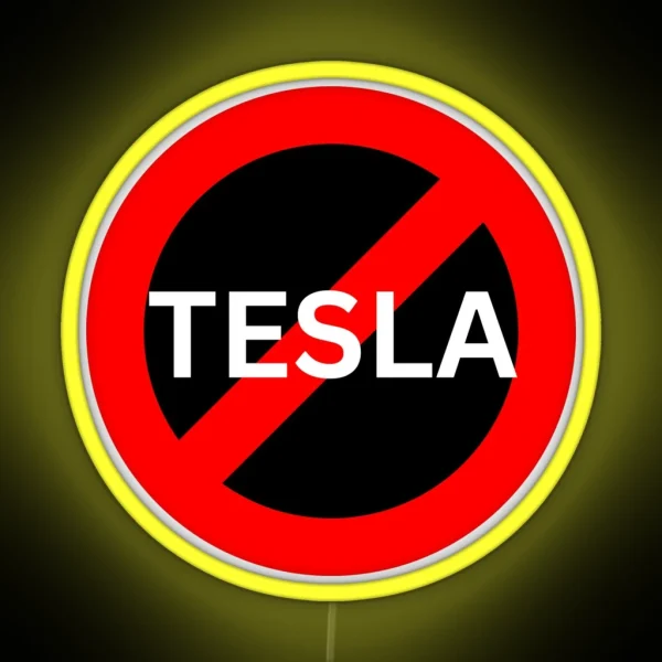 Anti TESLA Bumper Stiker RGB Neon Sign
