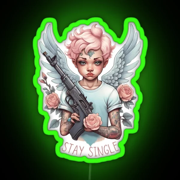 Anti Valentine Cupid With A Gun RGB Neon Sign