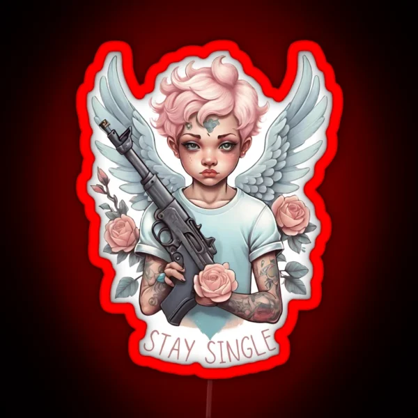 Anti Valentine Cupid With A Gun RGB Neon Sign