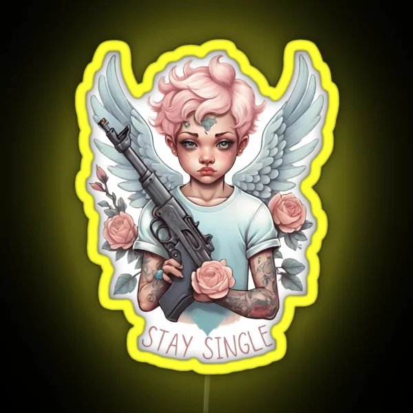 Anti Valentine Cupid With A Gun RGB Neon Sign