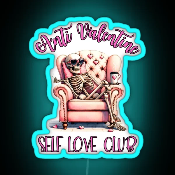 Anti Valentine Skelton RGB Neon Sign