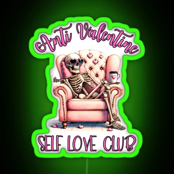 Anti Valentine Skelton RGB Neon Sign