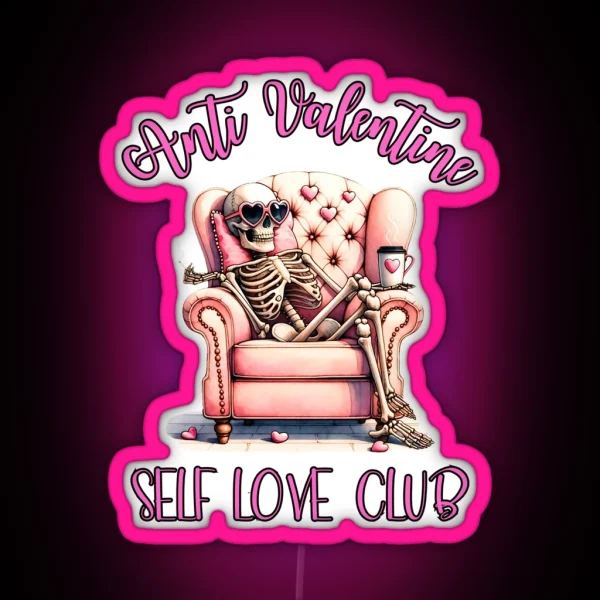 Anti Valentine Skelton RGB Neon Sign