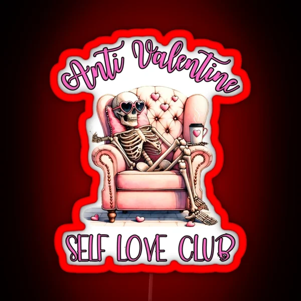 Anti Valentine Skelton RGB Neon Sign