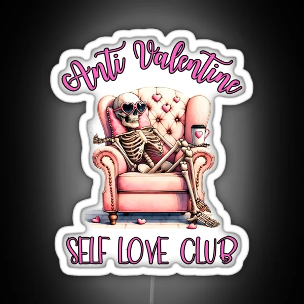 Anti Valentine Skelton RGB Neon Sign