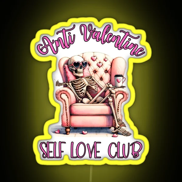 Anti Valentine Skelton RGB Neon Sign