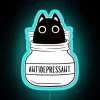 Whimsical feline mental health support with colorful cat neon glow