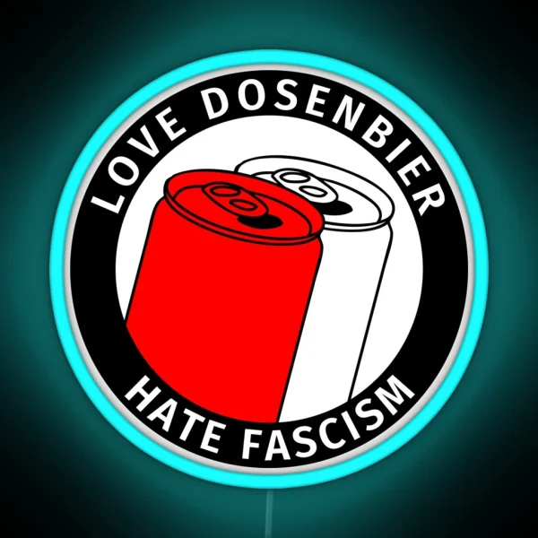 Antifa Logo Humor Love Canned Beer Hate Fascism RGB Neon Sign