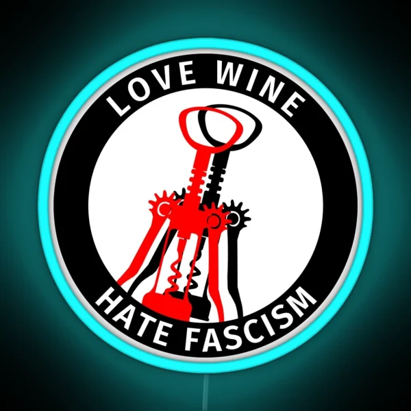 Antifa Logo Love Wine Hate Fascism Antifascist Action RGB Neon Sign