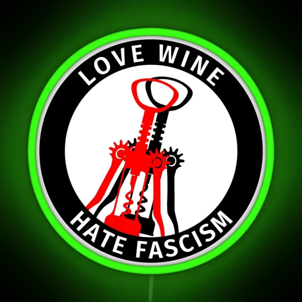 Antifa Logo Love Wine Hate Fascism Antifascist Action RGB Neon Sign