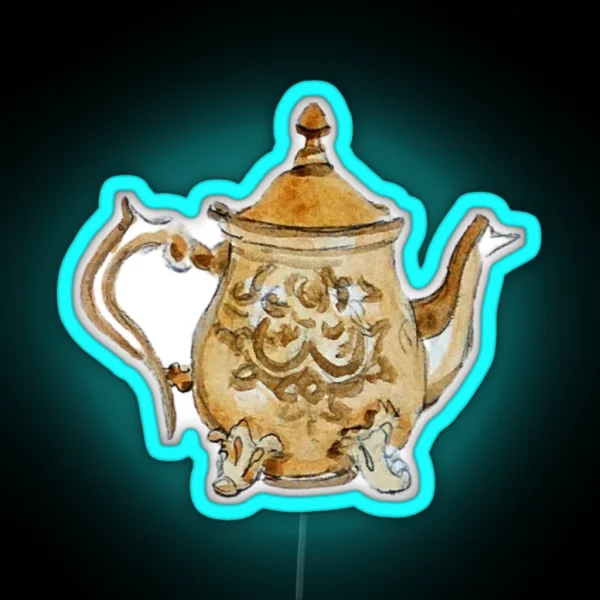 Antique Brass Teapot RGB Neon Sign