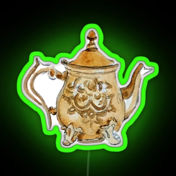 Antique Brass Teapot RGB Neon Sign