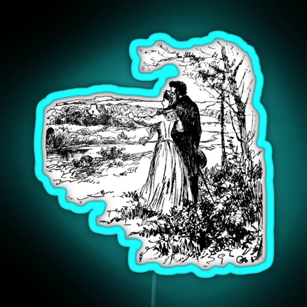 Antique Jane Eyre Illustration 2 RGB Neon Sign