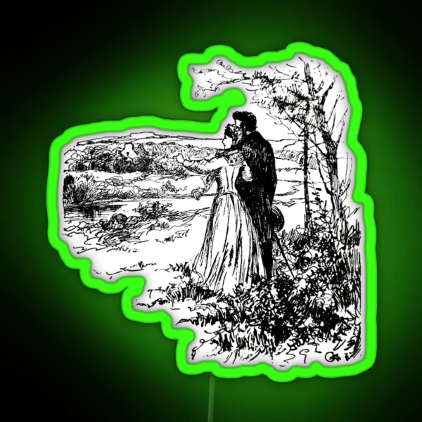 Antique Jane Eyre Illustration 2 RGB Neon Sign