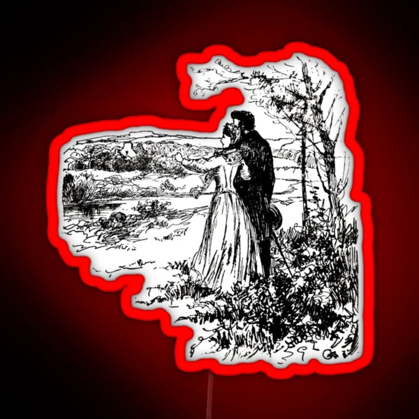 Antique Jane Eyre Illustration 2 RGB Neon Sign