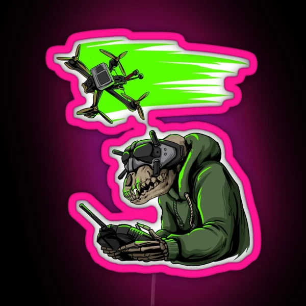 Ape Skull DJI Style FPV Goggle Drone Pilot RGB Neon Sign