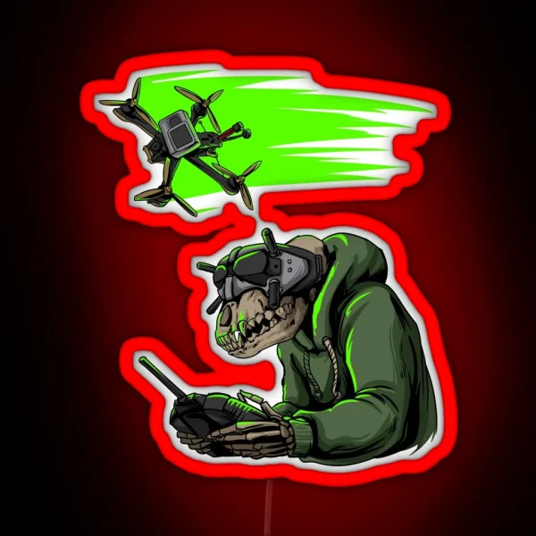 Ape Skull DJI Style FPV Goggle Drone Pilot RGB Neon Sign