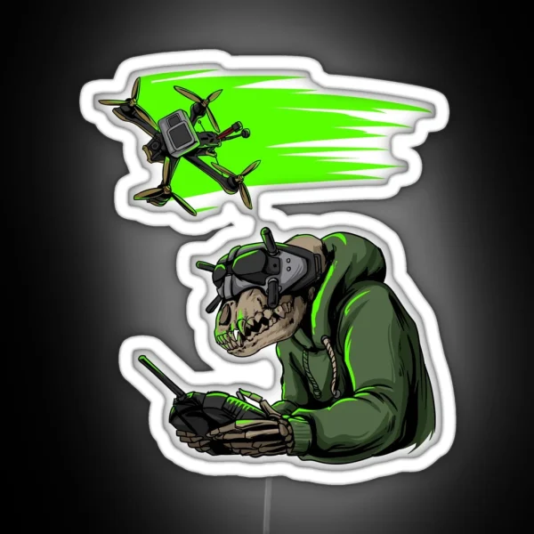 Ape Skull DJI Style FPV Goggle Drone Pilot RGB Neon Sign