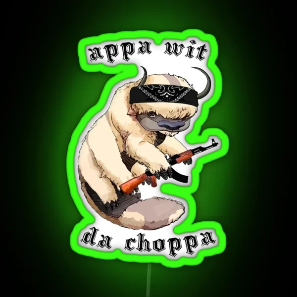 Appa With A Choppa Tapestry RGB Neon Sign