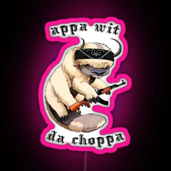 Appa With A Choppa Tapestry RGB Neon Sign