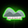 Vintage Appalachian-themed neon sign with phonetic spelling in RGB colors.