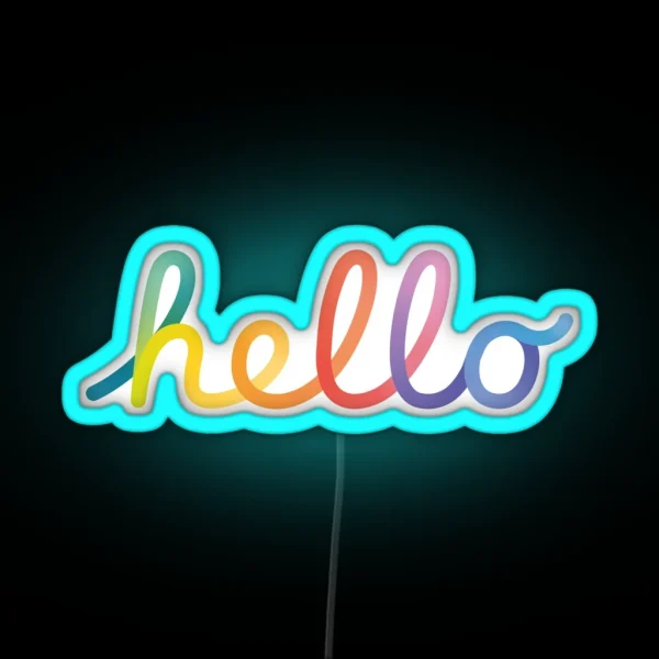 Apple Hello Logotype Lettering Design RGB Neon Sign