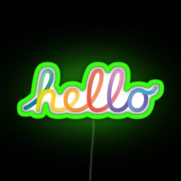 Apple Hello Logotype Lettering Design RGB Neon Sign