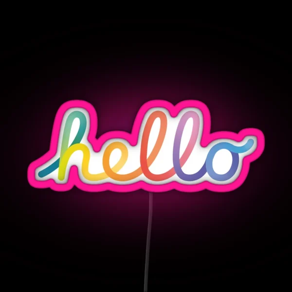 Apple Hello Logotype Lettering Design RGB Neon Sign