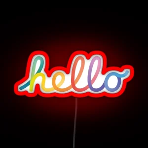 Apple Hello Logotype Lettering Design RGB Neon Sign