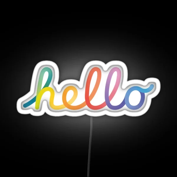 Apple Hello Logotype Lettering Design RGB Neon Sign
