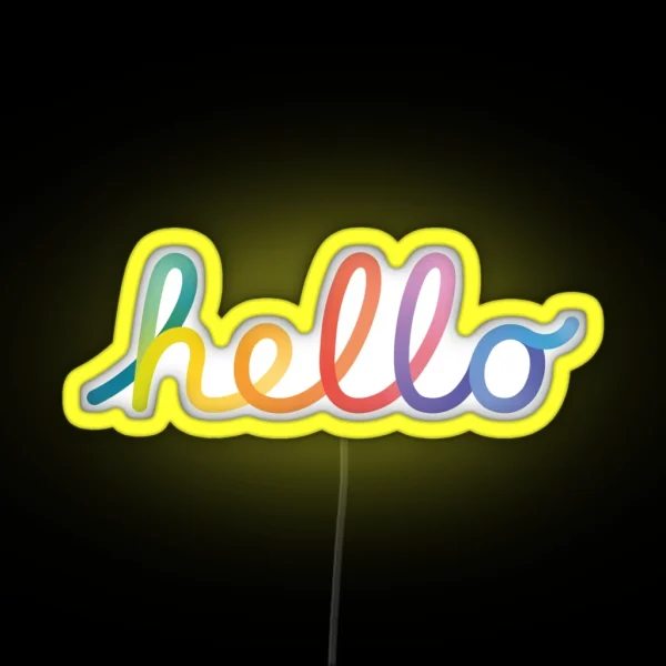 Apple Hello Logotype Lettering Design RGB Neon Sign