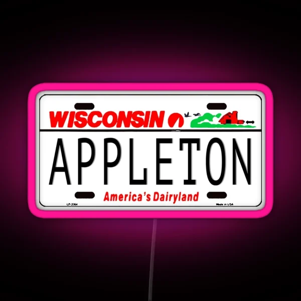 Appleton WI License Plate RGB Neon Sign